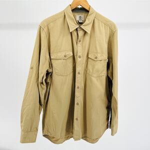 Timberland Brown Khaki Long Sleeve Button Down Shirt Men's Size XL